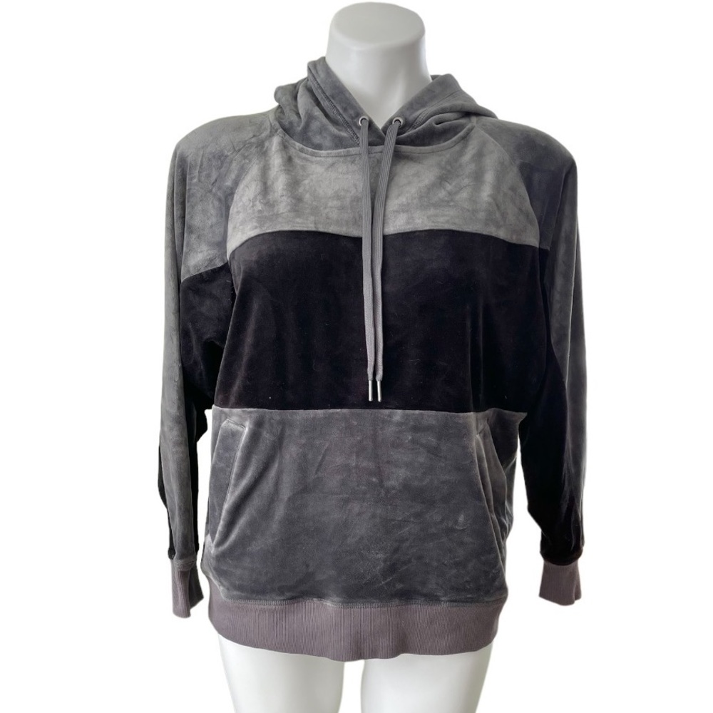 Champion Elite velour hoodie hooded sweatshirt black and gray